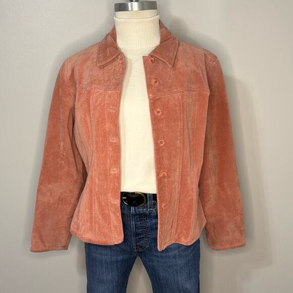 AMI Jackets & Blazers - AMI Pink Vintage Suede Shirt Jacket Size LP